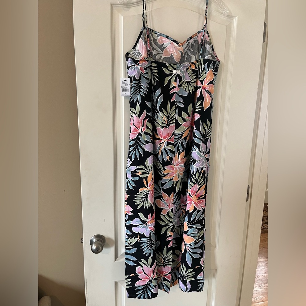 Billabong Black Midi Slip Dress with Pink & Pastel Floral Print Women’s large - Picture 14 of 15